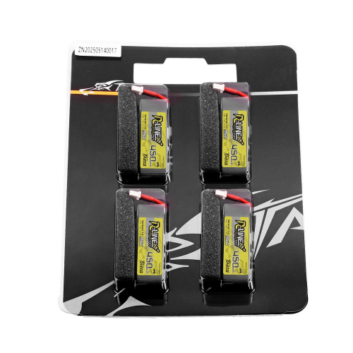 Tattu R-Line 450mAh 3.8V 1S1P 95C Lipo Battery with BT2.0 Plug（4pcs） 