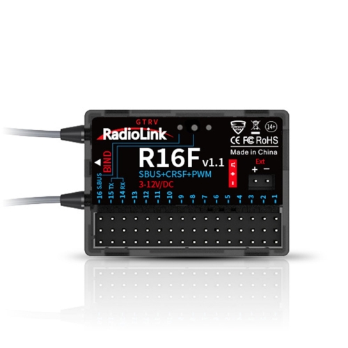 RadioLink Receiver R16F 2.4G 16-Ch SBUS & PPM, with battery voltage measurement