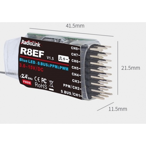 RadioLink R8EF 2.4G 8-ch SBUS/PPM and PWM Receiver