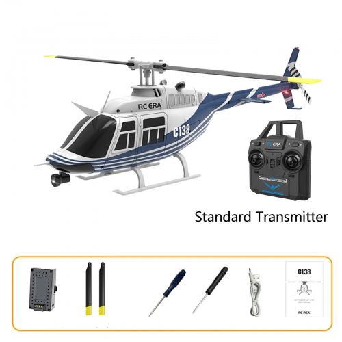 RC Era Helicopter C138 Bell 206 2.4G 6CH with Gyro Stabilized and optical flow - Blue