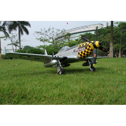 TOP RC Hobby Plane Mustang P-51D 750MM PNP - Yellow and silver plane - top017B