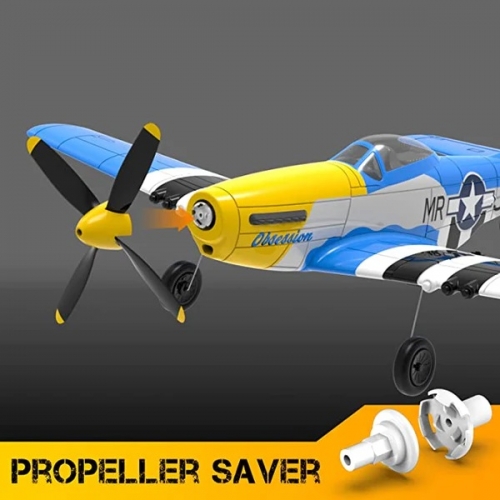 VolantexRC Mini Mustang P51D 4-Ch Beginner Airplane with Xpilot Stabilizer / One-key Aerobatic 761-5 V2 RTF Blue