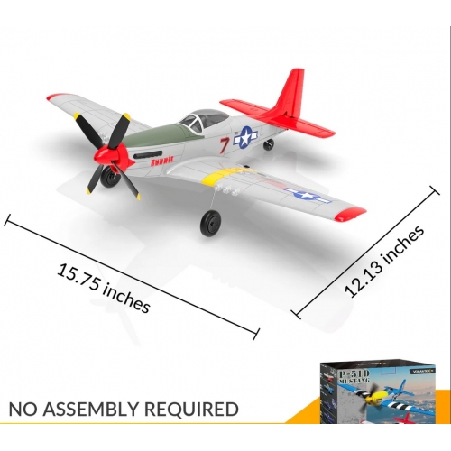 VolantexRC Mini Mustang P-51D Easy Fly Warbird Beginner RC Airplane with Gyro Stabilizer 761-5 V2 RTF Red