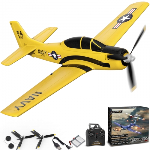 VolantexRC T-28 Trojan 4CH Airplane with Xpilot Stabilizer - One-key Aerobatic 761-9Y RTF - Yellow