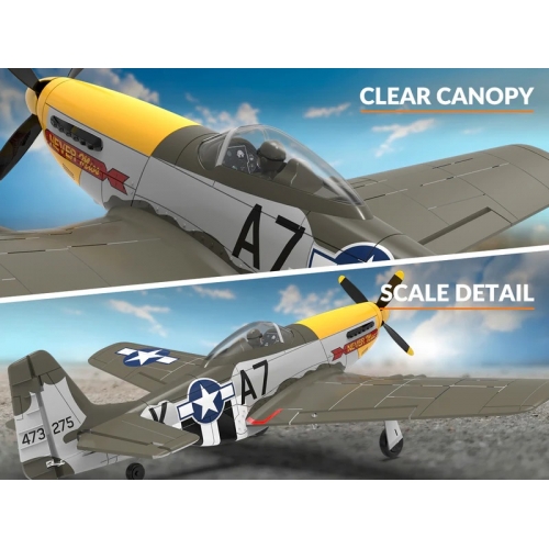 VOLANTEX RC 500MM Brushless Mustang P51 RC Warbird Airplane with Gyro Stabilizer 768-2GR RTF