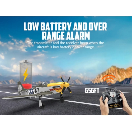 VOLANTEX RC 500MM Brushless Mustang P51 RC Warbird Airplane with Gyro Stabilizer 768-2GR RTF
