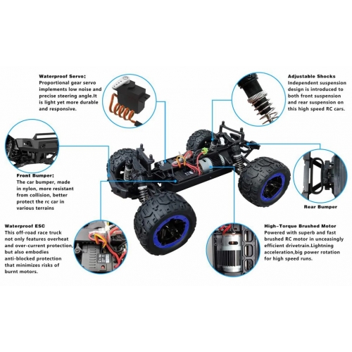 RACENT Monster Truck Crossy 4WD 1/16 785-5 RBB2 - Brushed  / blue