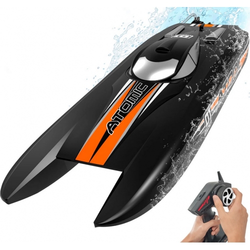 Volantex RC Atomic Brushless High Speed Racing RC Catamaran Boat 40mph Fast ABS Unibody Hull - 792-6R RTR  Black