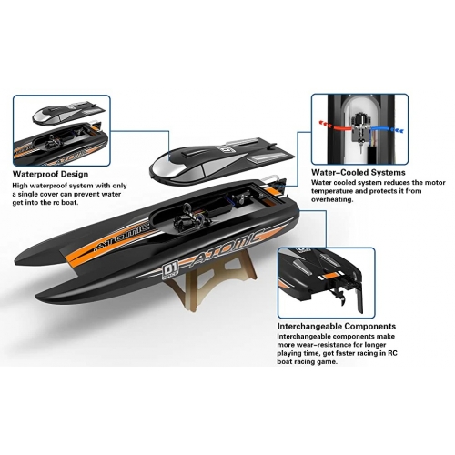 Volantex RC Atomic Brushless High Speed Racing RC Catamaran Boat 40mph Fast ABS Unibody Hull - 792-6R RTR  Black