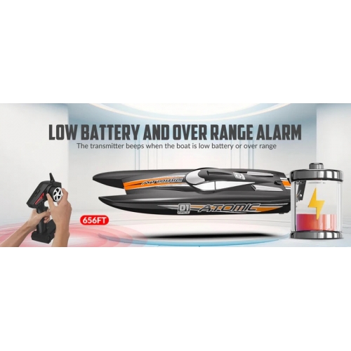 Volantex RC Atomic Brushless High Speed Racing RC Catamaran Boat 40mph Fast ABS Unibody Hull - 792-6R RTR  Black