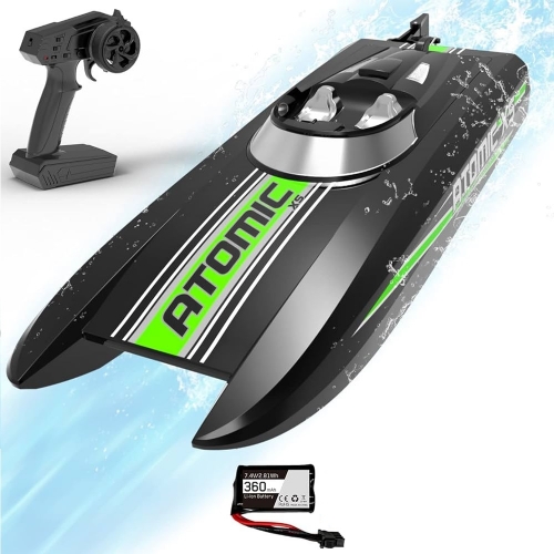 VOLANTEXRC AtomicXS Remote Control Boat for Kids Play in Pool Easy Running 795-5 RTR - Brushed / Black