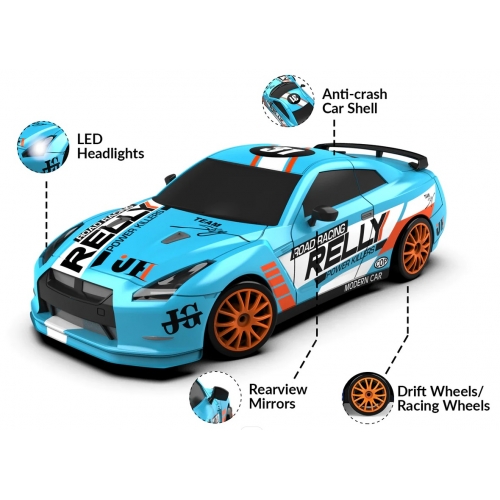 RACENT Thrill Rider Car Drift 1/24 4WD SC24A08  926LBB2 - Brushed / Light blue