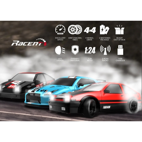 RACENT Thrill Rider Car Drift 1/24 4WD SC24A08  926LBB2 - Brushed / Light blue