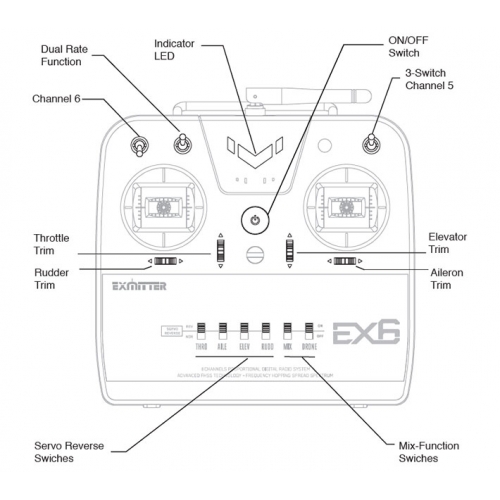 Volantex RC Exmitter EX6 2.4GHz + Receiver EAR711 7CH